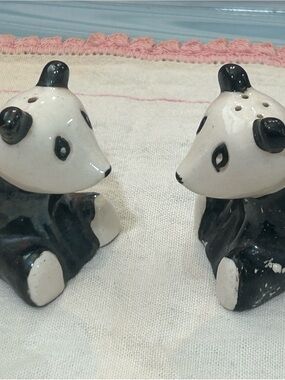 Cute Black and White Panda Ceramic Salt and Pepper Shakers